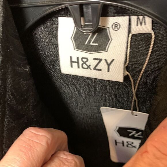 H&ZY Black lightweight dress jacket open front with inoperable button detail - Picture 4 of 11